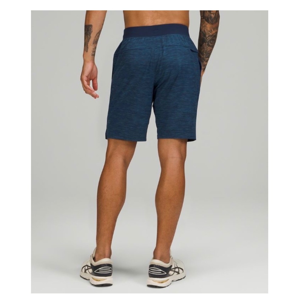 Lululemon Mens Pace Breaker Shorts Navy Blue Space Dye Heathered Size Medium 9"